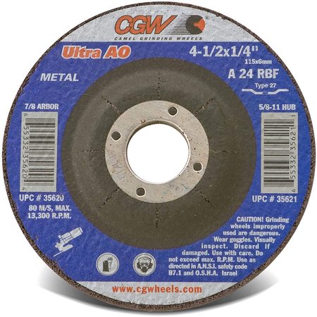 CGW ABRASIVES 4-1/2"x1/4"x7/8" Grinding Wheel (25-Pack) 35620